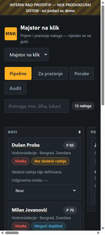 BIRO Leads: overview of sales opportunities on a phone.