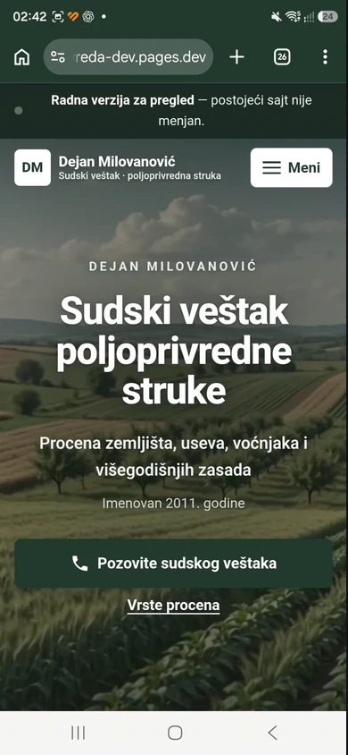 Nova verzija na telefonu: jasan naslov, opis procena i dominantno dugme za poziv.