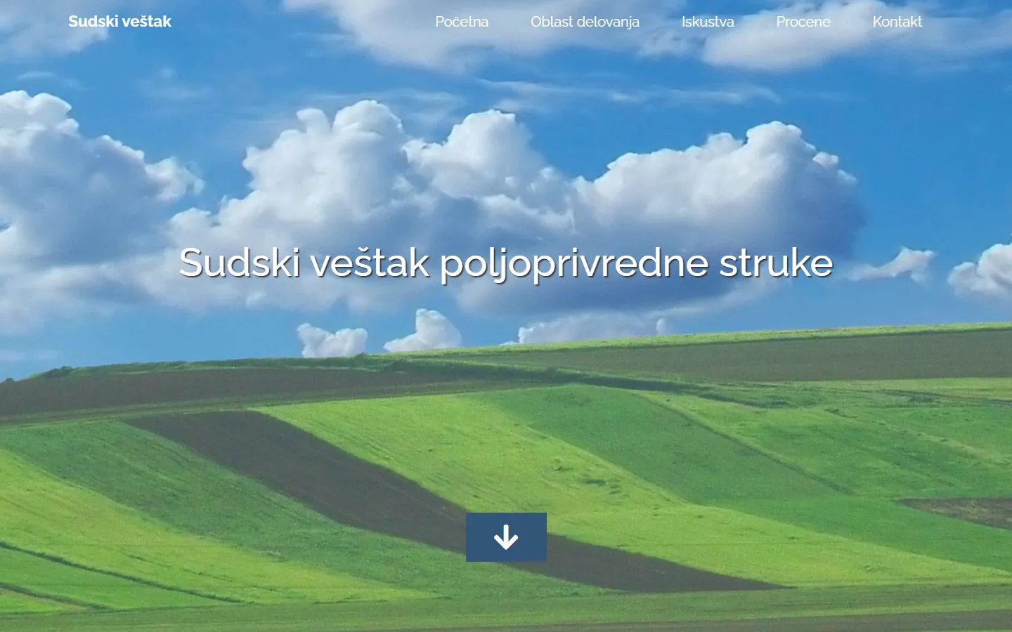 Stara verzija početne strane — generički šablon sa fotografijom neba i zelenog polja.