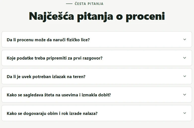 Isečak nove verzije: sekcija čestih pitanja (FAQ) sa jasno izdvojenim pitanjima.